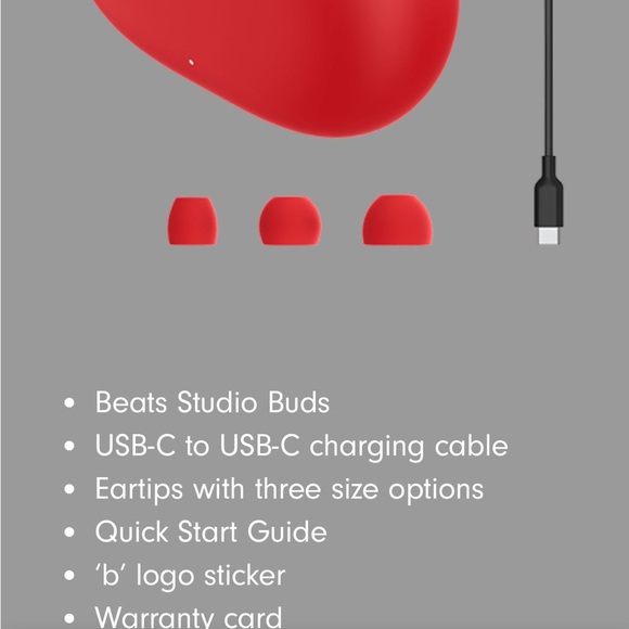 BNIB Beats by Dre Studio Buds (Wireless Bluetooth Earbuds, RED) - Picture 2 of 5